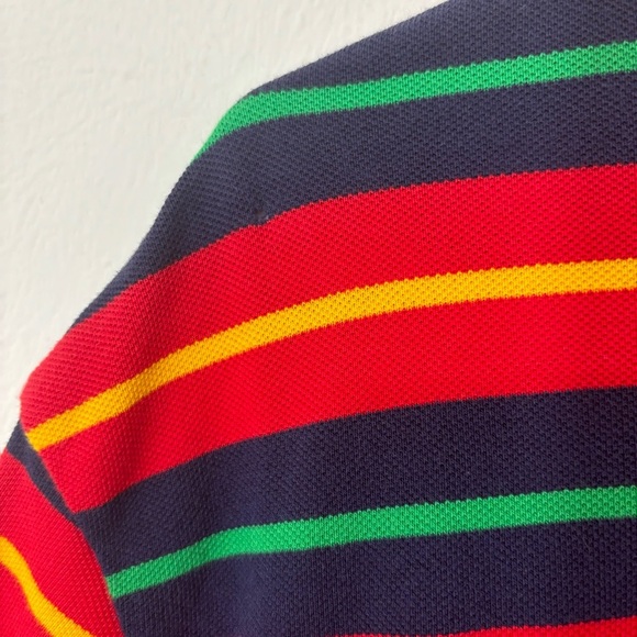 Polo Ralph Lauren Vintage multicolor striped polo shirt Sz Large - Picture 6 of 6